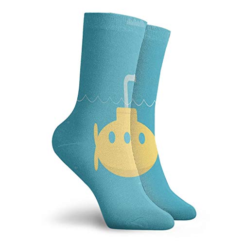 Fashion Compression Socks,Childish Simplistic Design Of Submarine Ocean Periscope,Performance Polyester Cushioned Athletic Crew Socks for Running,Athletic, -12 inch2