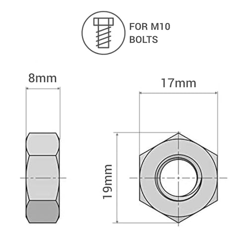 Confezione da 15 dadi esagonali in acciaio inox