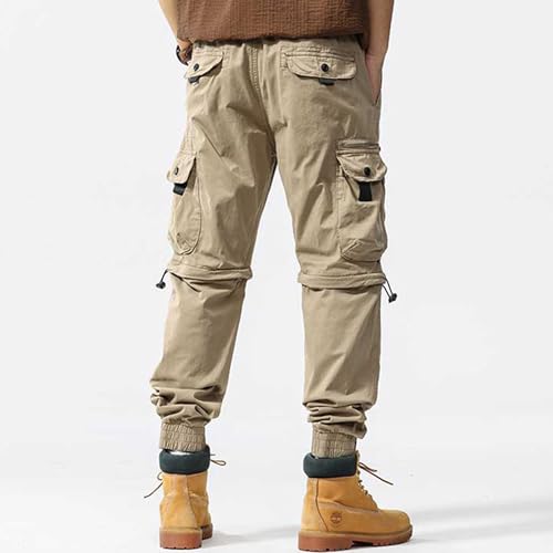 XYXIONGMAO Men's Black Hip Hop Casual Jeans Streetwear Multi-Pocket Washed Detachable Leg Utility Denim Techwear Cargo Pants3