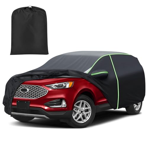 Image of Mixsuper Liner Car Cover for Ford Edge 2007-2026, 7 Layers Full Car Cover All Weather Car Covers for Ford Edge, Waterproof Outdoor Cover with Zipper Door Reflective Strips