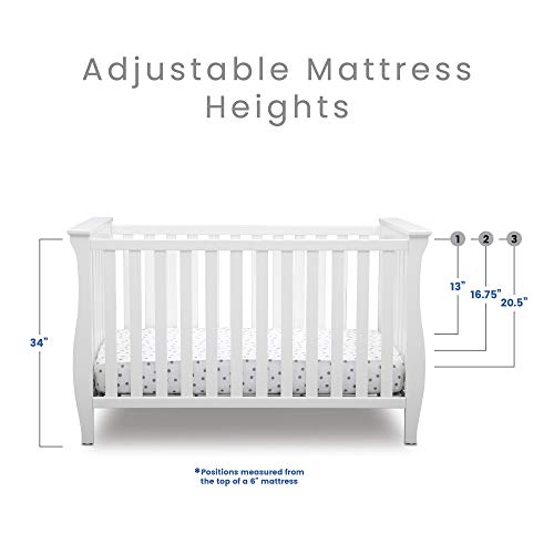 Delta Children Lancaster 3-in-1 Convertible Baby Crib, Greenguard Gold Certified, Bianca White