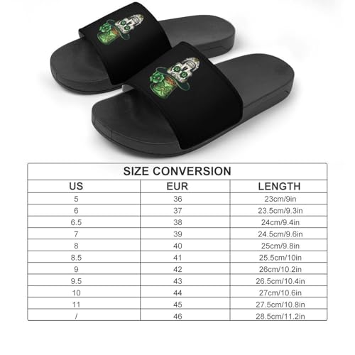 Skull St Patrick Day of The Dead Lucky Shamrock Unisex Shower Shoes House Slippers Non-Slip Indoor Bathroom Shoes for Pool Beach 44 (270mm)2