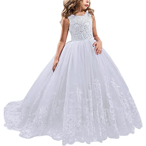 NNJXD Girls Princess Lilac Pageant Long Dress Kids Tulle Prom Ball Gowns