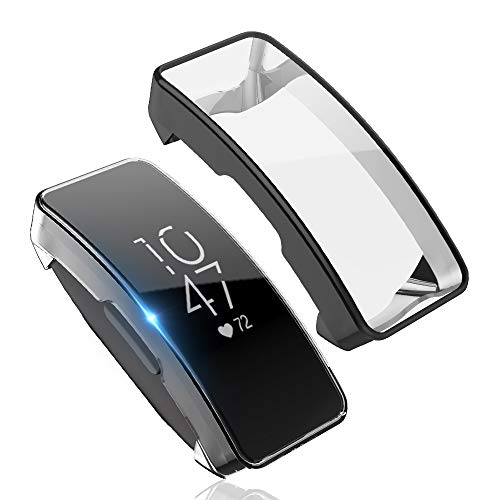 Compatible with Inspire & Inspire HR Screen Protector with Case, 2 Pack Soft Plated TPU All Around Protective Case Ultra-Thin Cover
