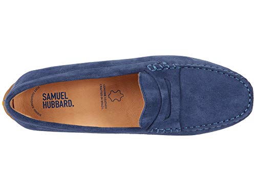 Image of Samuel Hubbard Free Spirit for Her - Loafers for Women - Suede Interior - Rubber Outsole - Penny Keeper Strap Stonewashed Blue Suede /Gum Sole 7.5 B - Medium