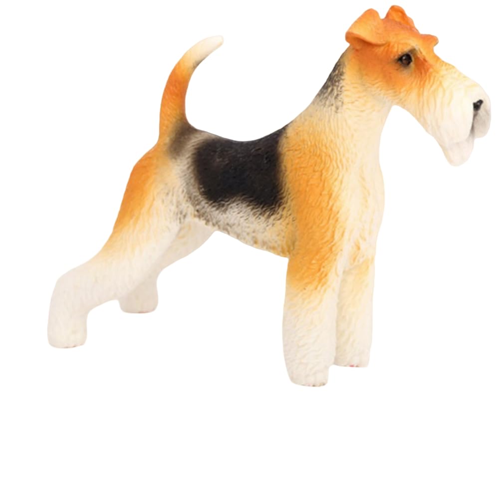 Arkindy Hand Painted Dog Emulational Dog Figurine Puppy Pet Dog Plastic Animal Toys Educational Gift for Kids Boys Girls Cake Toppers School Projects (Rigged Fox Terrier 2956)
