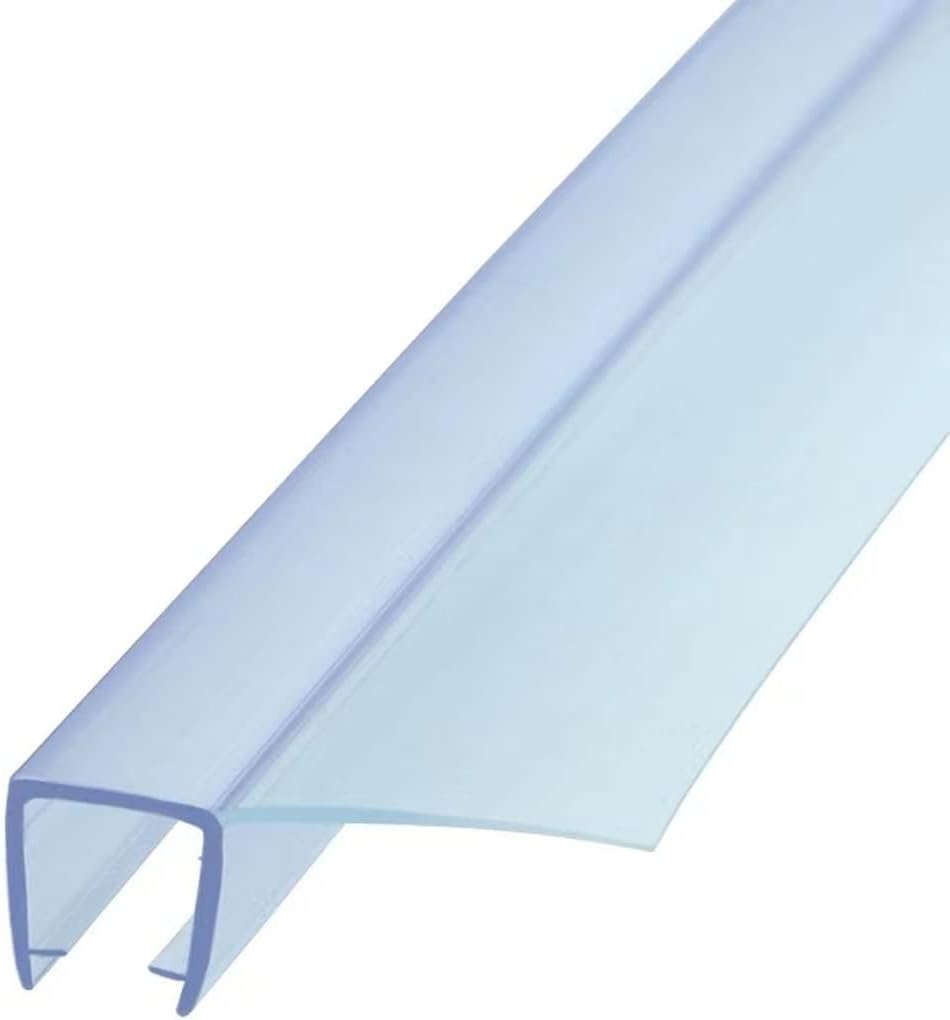 Queenbox 2pcs 19.6in F Type Shower Door Seal for 1/4" Frameless Glass Door Sweep Bottom Side, PVC Waterproof Strip Stop Shower Leak
