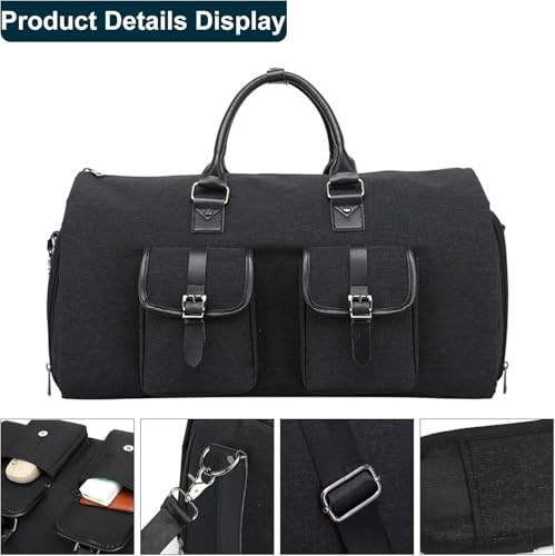 Handcuffs Travel Duffel Bag Convertible Large Size 45 L Garment Duffel Bag for Men & Women (Black) - Image 3