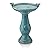 Alpine Corporation 25" Tall Outdoor Ceramic Antique Pedestal Birdbath with 2 Bird Figurines, Turquoise