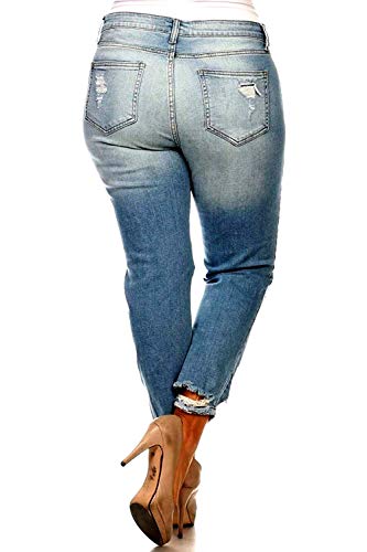 Jack David/L,Square Womens Plus Size Stretch Distressed Ripped Blue Skinny Denim Jeans (22, Jack David Blue Jeans WV74422P)3