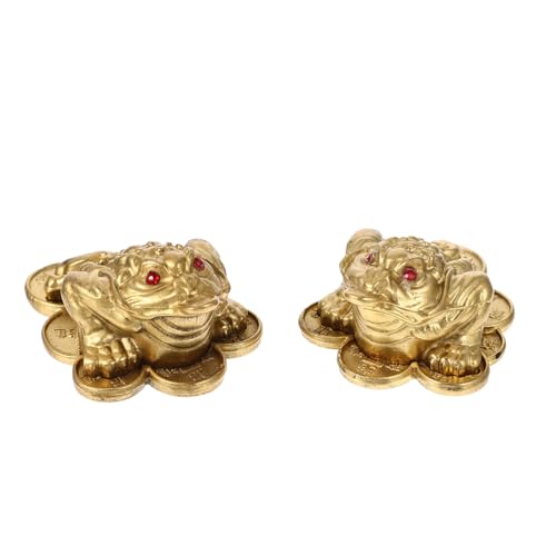 Grenouille de richesse Feng Shui dorée lot de 2 statues crapaud argent pour déco bureau