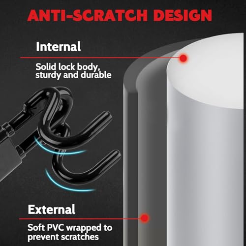 Tevlaphee Steering Wheel Lock Twin Bar, Steering Lock, Car Steering Wheel Locks, Car Lock Anti-Theft Device, High Visibility, Heavy Duty, Universal Fit, Adjustable Length,3 Keys(Black)