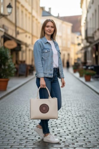 Image of Women's Leather Tote Bag | Structured for Office, Casual, Party & Formal Use | Stylish Shoulder Carry Tote (Black)