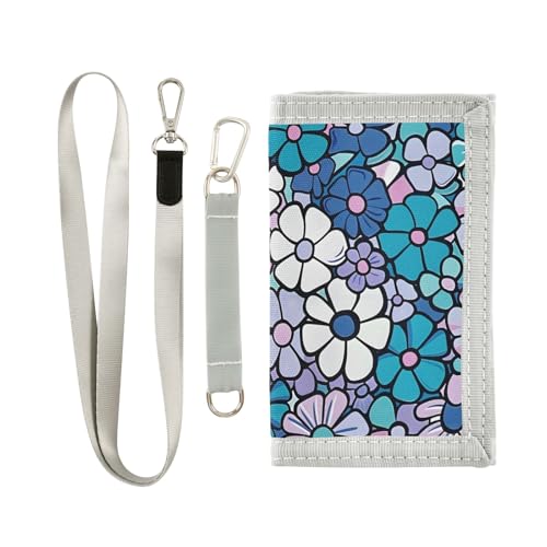 ALAZA Kids Wallets for Boys Girls Toddler Trifold Wallet Children Small Cartoon Flowers with Zipper Coin Pocket