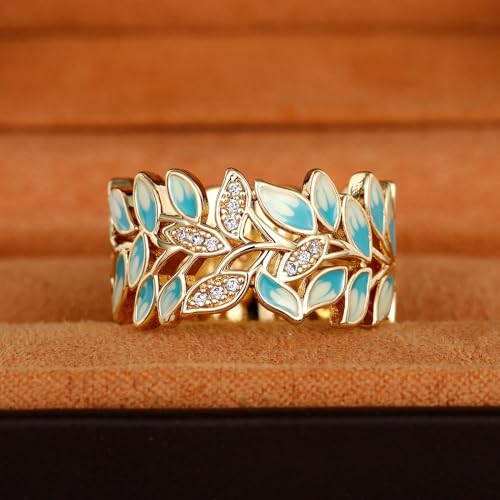 Gold Plated Leaf Statement Ring Personalized Accessory Ideal for Women's Daily Casual Wear Party Holiday Anniversary Love Jewelry Gift