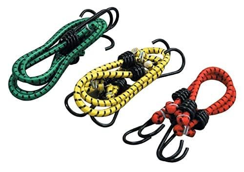 On Blow 4 Feet Length (Pack of 4) High Strength Elastic Flat Bungee/Shock Cord Luggage Tying Rope with Hooks for Motorcycle, Bike Luggage Packaging