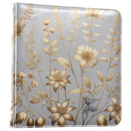 Álbum de Fotos Autoadhesivo DIY Scrapbook Álbum Tono Amarillo Dorado Floral 3 Anillos Carpeta Álbum de Fotos 40 Páginas 8x10 para Recuerdos miniatura 1