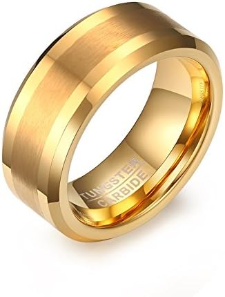 Asma Jewel House8mm Matte Tungsten Carbide 18K Gold Plated Comfort Fit Wedding Band Ring for Men/Boys