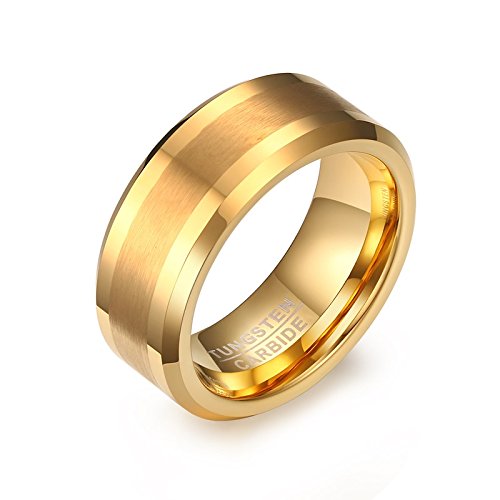 Asma Jewel House8mm Matte Tungsten Carbide 18K Gold Plated Comfort Fit Wedding Band Ring for Men/Boys