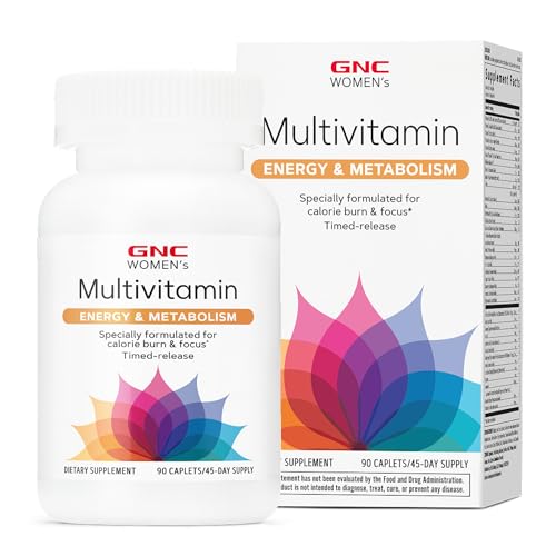 GNC Womens Energy and Metabolism Multivitamin for Focus Calorie Burn Active Nutrition Immune and Bone Health Beauty 90 Caplets