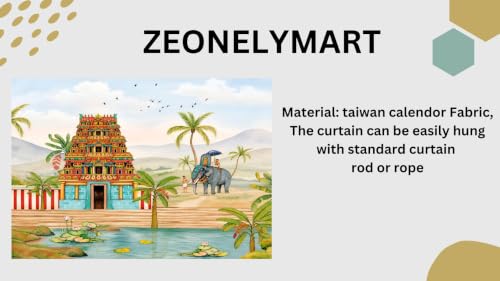 Image of Temple Background Decoration Cloth | South Indian Temple Gopuram Theme Backdrop Cloth with Pooja Decoration 6x8 Feet | Temple Background Cloth 6ft | laxmi Backdrop Decorations Backdrop