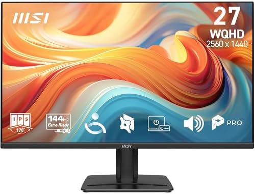 MSI Pro MP275QA E14 de 27" WQHD, 2560 x 1440 IPS, 144 Hz, 1 ms, C...