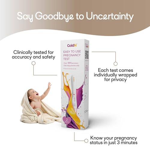 Image of GoldN Early Detection Pregnancy Test for Women - HCG Midstream Kit | 99% Accurate & Easy-to-Use | Fast Results with Pink Heart Indicator | Mess-Free, FDA-Approved, Discreet Strips | 2 Tests