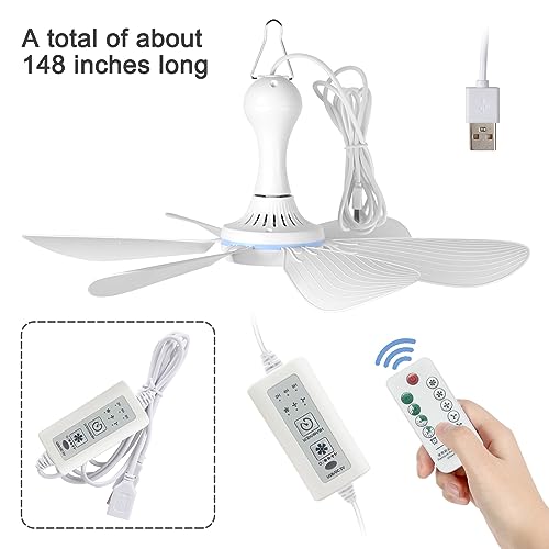 USB Mini Small Ceiling Fan quiet Camping RV Fans Emergency Portable Outdoor Hanging Gazebo Canopy Dorm Fans Silent For Tent,Hiking,Outages Home Room with Remote Battery operated,Power Bank powered - Image 7