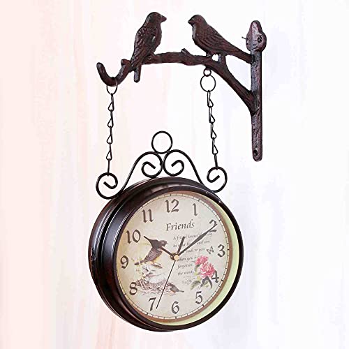 Orologio da parete vintage double face impermeabile rotazione 360° giardino