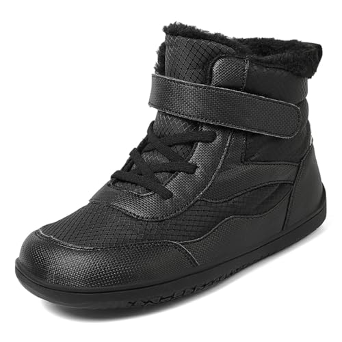 HSNA Winterstiefel für Kinder Jungen Mädchen Winterschuhe Warmfutter (A008 Schwarz 37 EU)