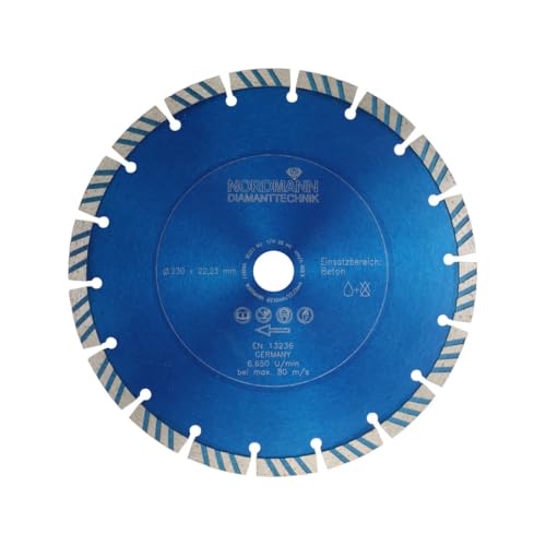 NORDMANN DIAMANTTECHNIK Disco diamantato N-10 230 x 22,23 mm, disco diamantato per cemento, cemento armato, clinker e mattoni, ideale per tutti i tipi di calcestruzzo, anche con rinforzo