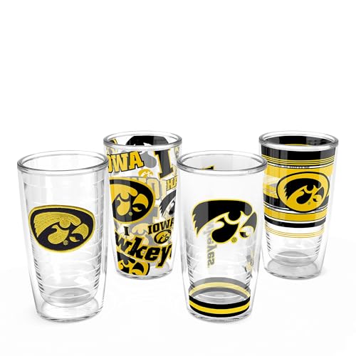 Tervis Iowa Hawkeyes Lot de 4 gobelets de voyage isothermes à double paroi pour garder les boissons froides et chaudes, 473,6 g, classique