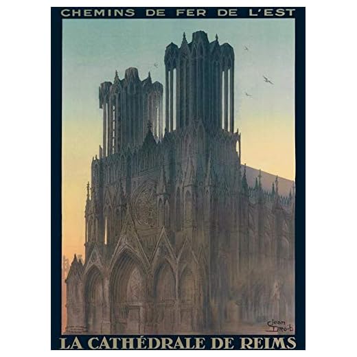 ABLERTRADE Letrero de Metal de 8 x 12 Pulgadas con diseño de la Catedral de Reims de Francia y Europa Francesa