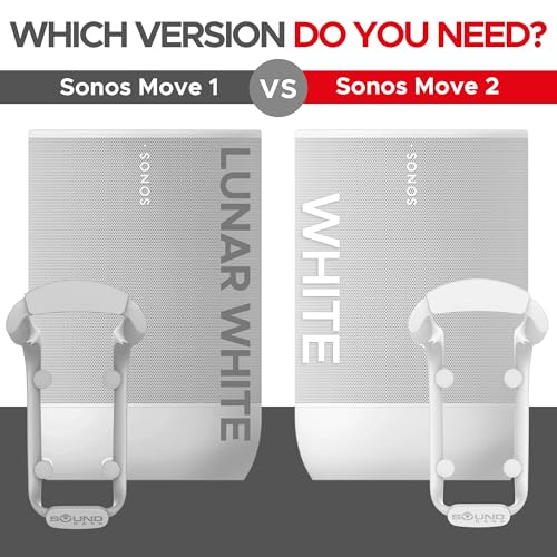 Image of Sound Bass Move Speaker Wall Mount Bracket, Weatherproof, White | Compatible with Sonos Move & Move 2, Including Mounting Accessories