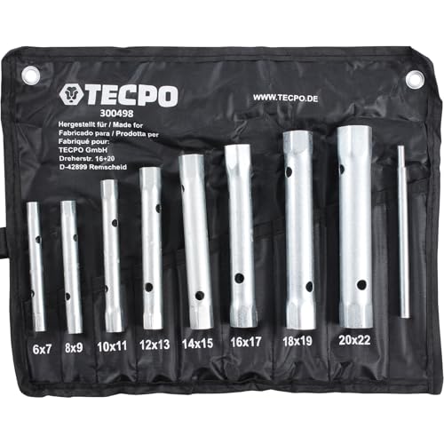 TECPO Juego de llaves tubulares (6 x 7-20 x 22 mm, 8 piezas)
