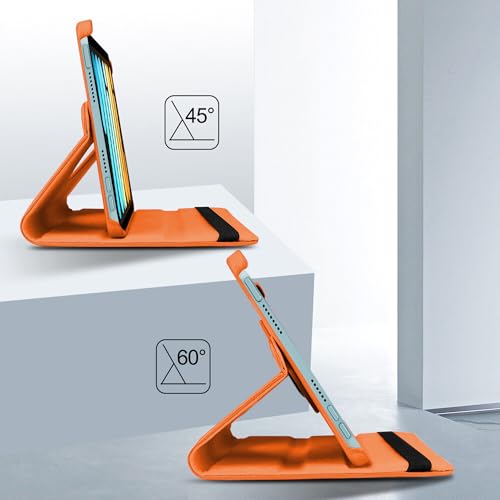Image of TGK 360 Rotatable Smart Flip Cover for iPad mini 7 Case A17 Pro 2024, iPad mini 7th /6th Generation 8.3 inch (Orange)