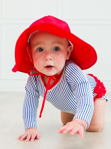 Image of RuffleButts Baby-Girls Sun Hat Floppy Wide Brim UPF 50+ - Baby Sun Hat with Sun Protection