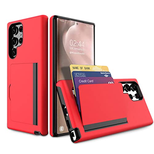 Housse Portefeuille Samsung S21 Plus Rouge avec Titulaire de Carte Galaxy S22 S20