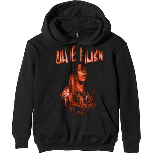 Rock Off officially licensed products Billie Eilish Spooky Logo Official Unisex Hoodie Hooded Top (X-Large) Black