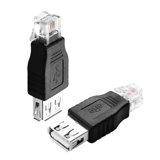 QIANRENON RJ11 auf USB Telefonleitung Adapter, 6P4C Stecker auf A Buchse Modem Konverter, 4Pin Telefon Schnittstelle Test Anschluss für Telefone Faxgeräte, 2 Stück