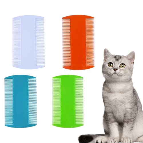 TAVVKE 4 Pack Flea Lice Combs Grooming Fine Tooth Hair Dandruff Combs Double Sided Health Remedies Repellent Ticks Dogs Cats
