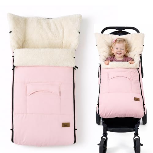 EAQ Cosytoes Saco de bebé con forro polar Cosytoes cálido y lavable, saco universal para cochecito (rosa nude)