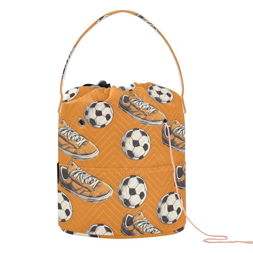 Yarn Storage Bag Small Crochet Bag Knitting Bag Organizer Orange Shoes Football Yarn Bags for Crocheting Basket