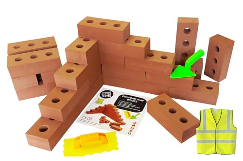 Stomping Ground Toys Building Foam Bricks for Kids - Construction Building Blocks Kit - EVA Foam Bricks Soft Play Toy for Kids - Accessories Included (25 Brick Set)