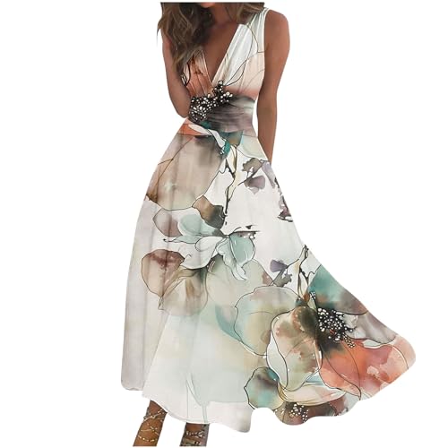 Generic Women's Plus Size Summer Dresses, Floral Lace A-line Maxi Dress, Green, Size 3XL, UK 14, Casual, Party, Women's Casual Wear