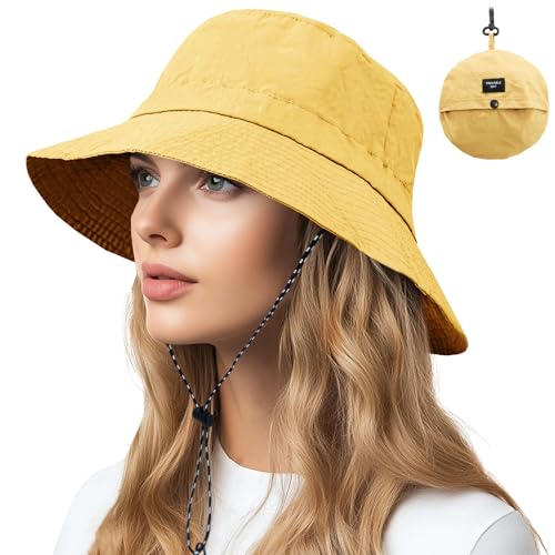 Image of NPQQUAN Sun Bucket Hats for Woman Men Lightweight Sun Hat Packable Foldable Waterproof Beach Hiking Hat