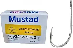 Anzol Norueguês Mustad Beak Baitholder 92247 Nº8 50 Peças para Pesca Esportiva – Anzóis Resistentes com Duplo Farpado para Isca Natural