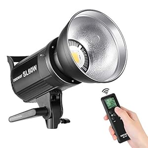 Neewer SL-60W LED Videoleuchte weiß,5600K-Version,60W CRI 95+,TLCI 90+ mit Fernbedienung und Reflektor,Dauerlicht Bowens Halterung für Videoaufnahmen,Kinderfotografie usw.