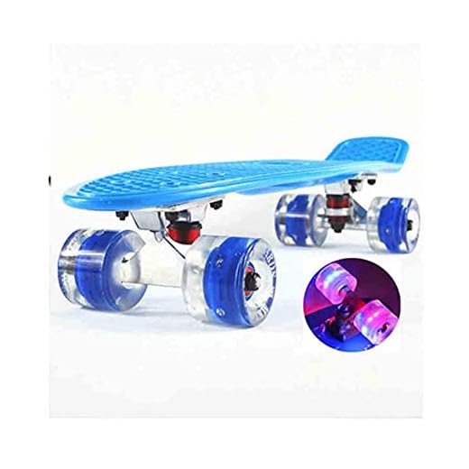 YLKCU Plast mini cruiser skateboard liten skateboarding enkel banan longboard vuxna barn blir vridna vägskridskor bräda med LED-blinkande hjul
