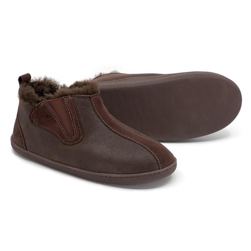 Vanuba Damenschuhe Lammfell Echtleder Wolle Pantoffeln Schlappen Damen Schuhe, braun/braun, EU 39 39 EU Leder Harz Braun/Braun